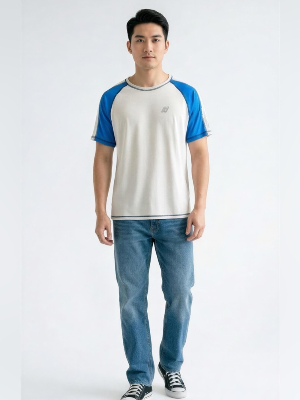 Laguna Athletic Loose Fit White and Blue Short Sleeve Tee UV Protection